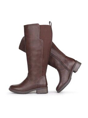 Wide Calf Knee High Boots Stretchy Elastic Panel Tall Riding Boots